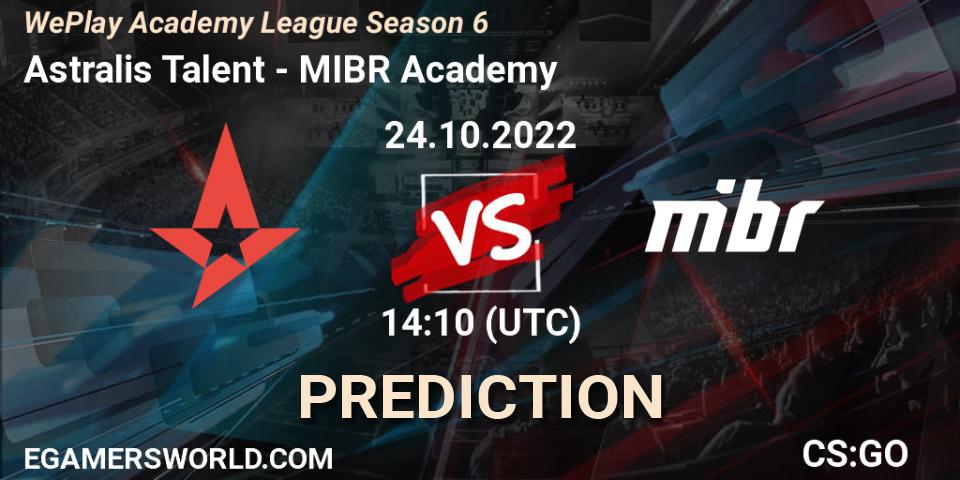 Astralis Talent - MIBR Academy: прогноз. 24.10.2022 at 14:10, Counter-Strike (CS2), WePlay Academy League Season 6
