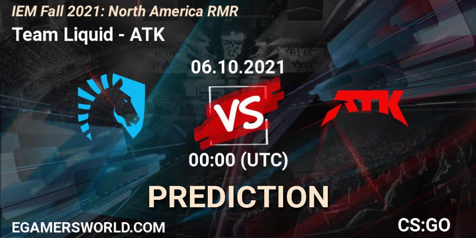 Team Liquid - ATK: прогноз. 06.10.2021 at 00:15, Counter-Strike (CS2), IEM Fall 2021: North America RMR