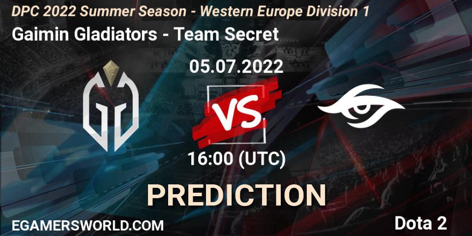 Gaimin Gladiators - Team Secret: прогноз. 05.07.2022 at 15:56, Dota 2, DPC WEU 2021/2022 Tour 3: Division I