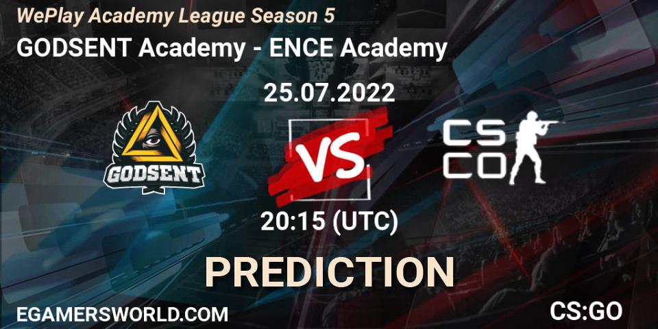 GODSENT Academy - ENCE Academy: прогноз. 25.07.2022 at 20:15, Counter-Strike (CS2), WePlay Academy League Season 5