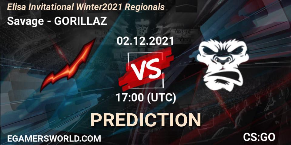 Savage - GORILLAZ: прогноз. 02.12.2021 at 15:00, Counter-Strike (CS2), Elisa Invitational Winter 2021 Regionals