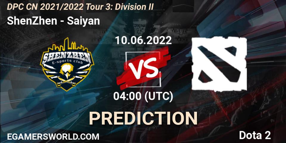 ShenZhen - Saiyan: прогноз. 10.06.22, Dota 2, DPC CN 2021/2022 Tour 3: Division II