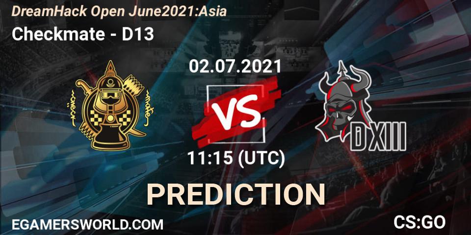 Checkmate - D13: прогноз. 02.07.2021 at 11:15, Counter-Strike (CS2), DreamHack Open June 2021: Asia