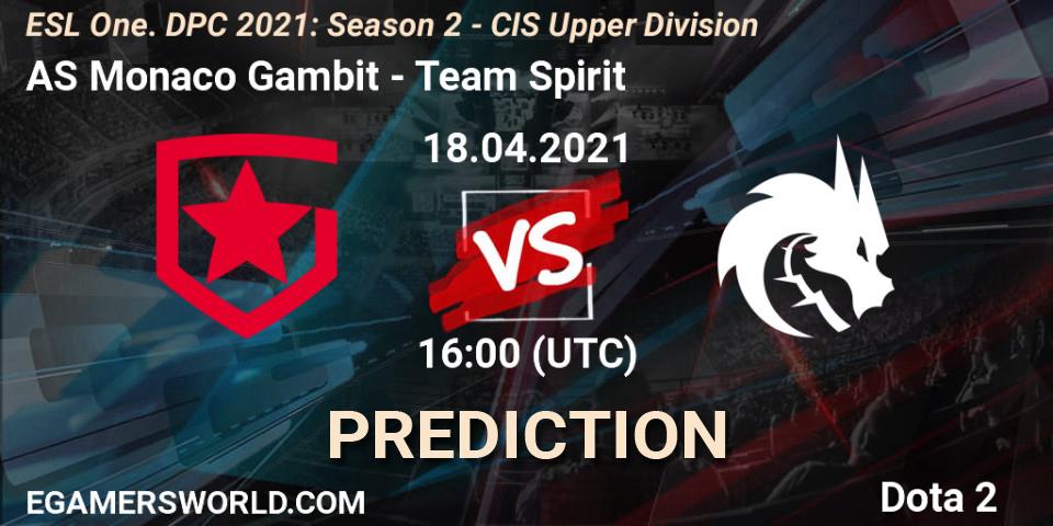 AS Monaco Gambit - Team Spirit: прогноз. 18.04.21, Dota 2, ESL One. DPC 2021: Season 2 - CIS Upper Division