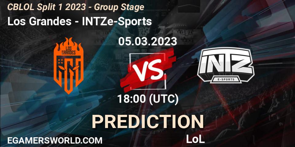 Los Grandes - INTZ e-Sports: прогноз. 05.03.2023 at 18:00, LoL, CBLOL Split 1 2023 - Group Stage