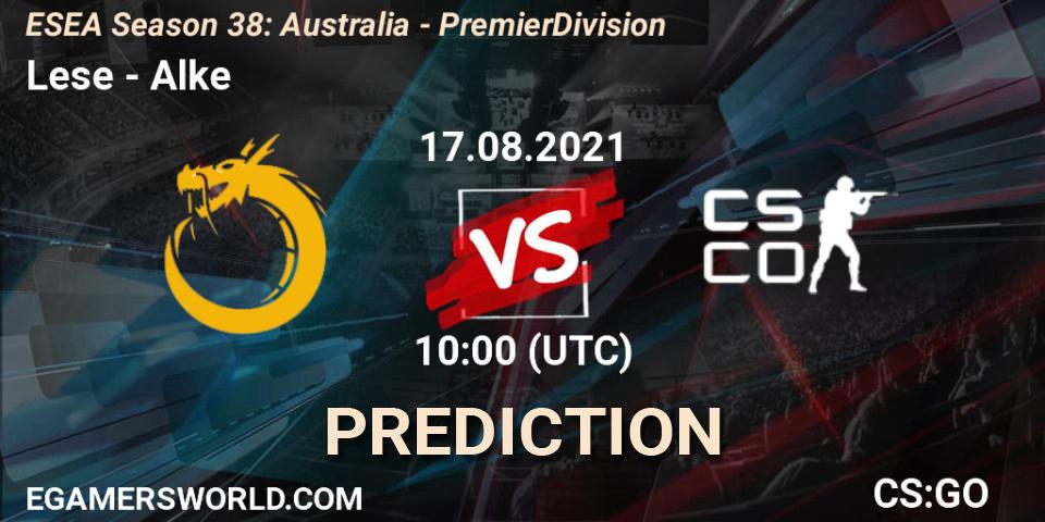 Lese - Alke: прогноз. 17.08.2021 at 10:00, Counter-Strike (CS2), ESEA Season 38: Australia - Premier Division