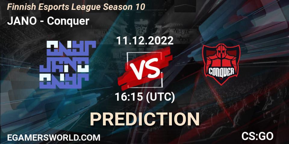 JANO - Conquer: прогноз. 11.12.22, CS2 (CS:GO), Finnish Esports League Season 10
