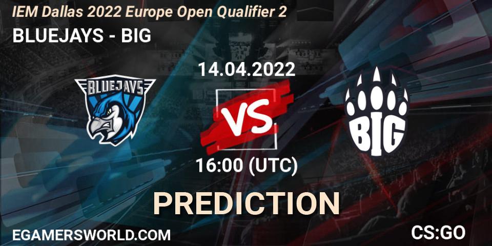 BLUEJAYS - BIG: прогноз. 14.04.22, CS2 (CS:GO), IEM Dallas 2022 Europe Open Qualifier 2