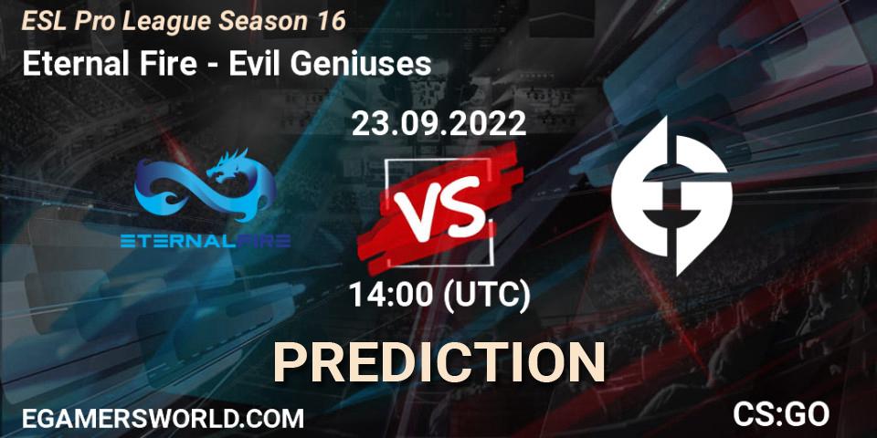 Eternal Fire - Evil Geniuses: прогноз. 23.09.2022 at 14:00, Counter-Strike (CS2), ESL Pro League Season 16