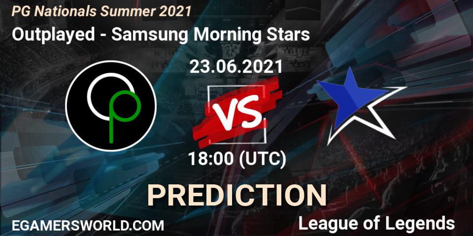 Outplayed - Samsung Morning Stars: прогноз. 23.06.2021 at 18:00, LoL, PG Nationals Summer 2021