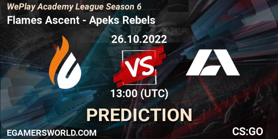 Flames Ascent - Apeks Rebels: прогноз. 26.10.22, CS2 (CS:GO), WePlay Academy League Season 6