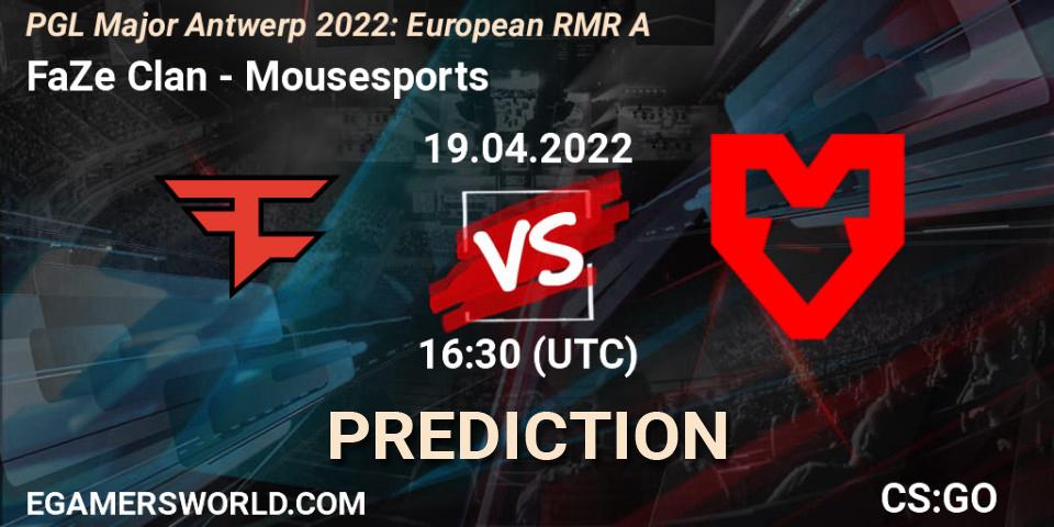 FaZe Clan - Mousesports: прогноз. 19.04.22, CS2 (CS:GO), PGL Major Antwerp 2022: European RMR A