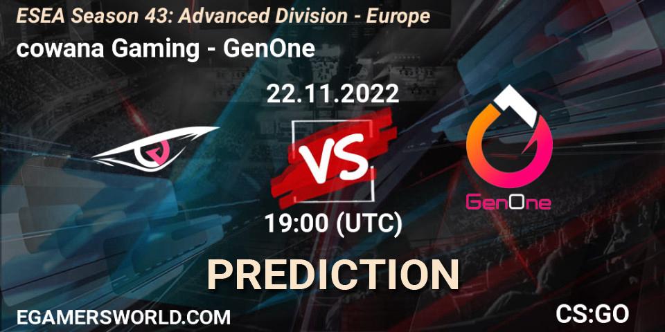 cowana Gaming - GenOne: прогноз. 22.11.22, CS2 (CS:GO), ESEA Season 43: Advanced Division - Europe