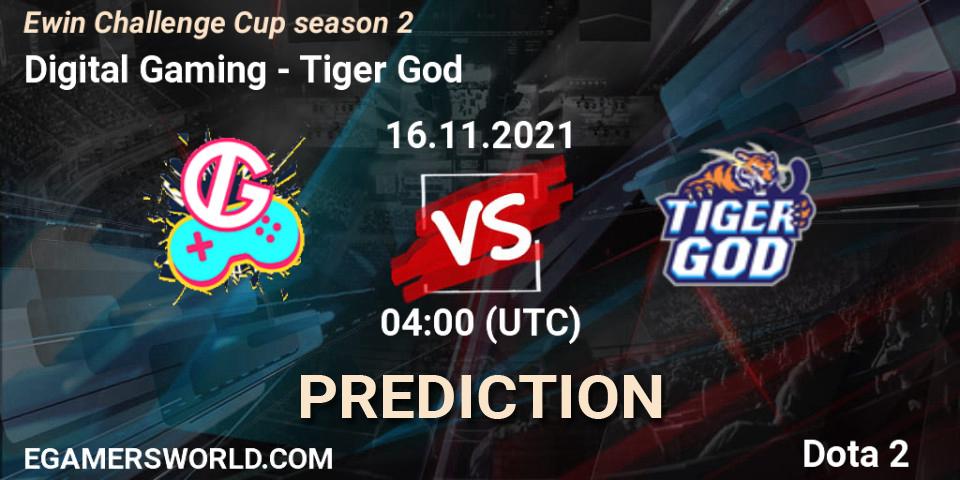 Digital Gaming - Tiger God: прогноз. 16.11.2021 at 04:25, Dota 2, Ewin Challenge Cup season 2