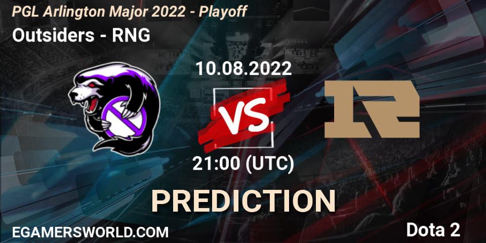 Outsiders - RNG: прогноз. 10.08.2022 at 22:30, Dota 2, PGL Arlington Major 2022 - Playoff