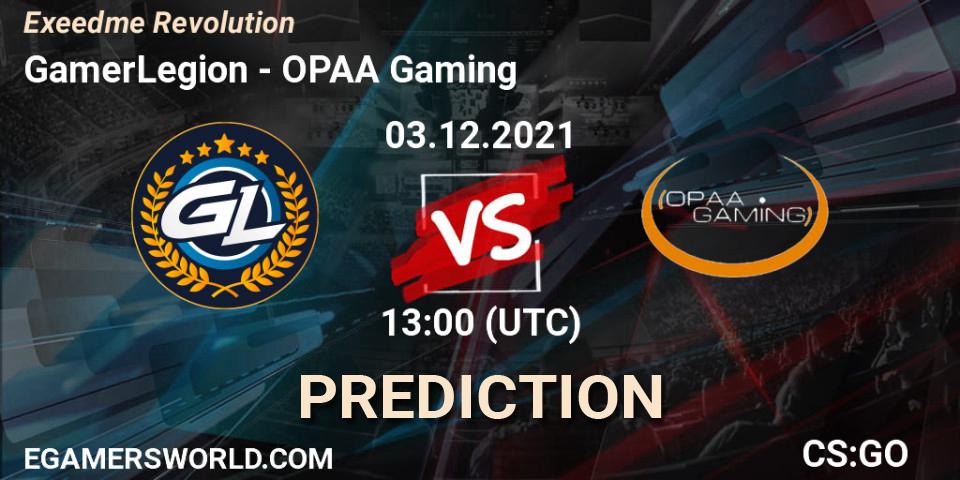 GamerLegion - OPAA Gaming: прогноз. 03.12.2021 at 14:15, Counter-Strike (CS2), Exeedme Revolution