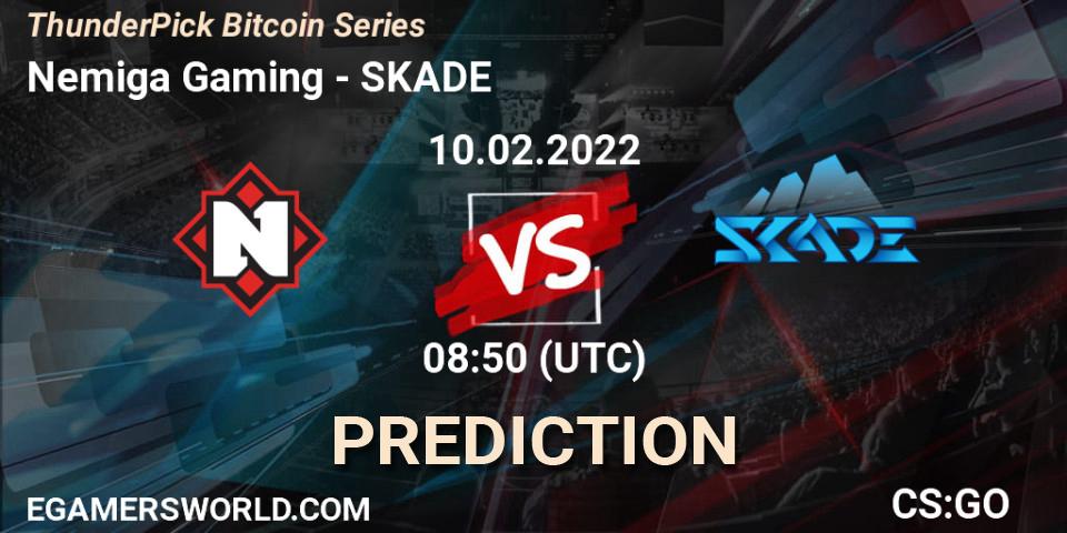Nemiga Gaming - SKADE: прогноз. 10.02.2022 at 08:50, Counter-Strike (CS2), ThunderPick Bitcoin Series