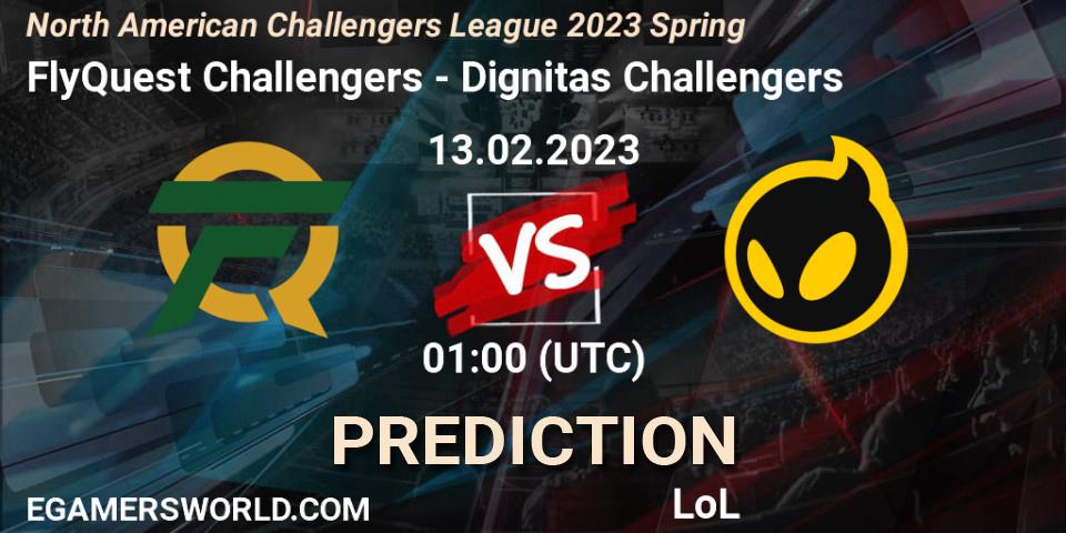 FlyQuest Challengers - Dignitas Challengers: прогноз. 13.02.2023 at 00:45, LoL, NACL 2023 Spring - Group Stage