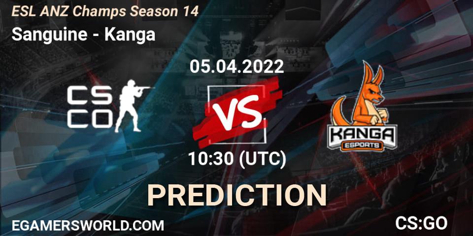 Sanguine - Kanga: прогноз. 05.04.2022 at 10:30, Counter-Strike (CS2), ESL ANZ Champs Season 14
