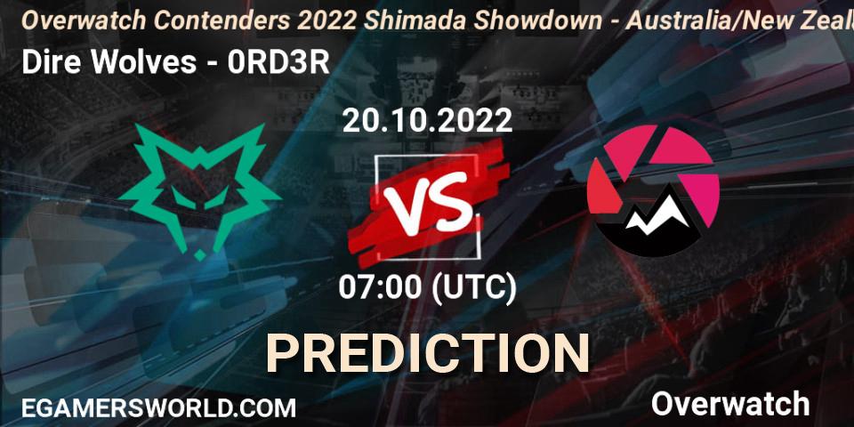 Dire Wolves - 0RD3R: прогноз. 20.10.2022 at 07:00, Overwatch, Overwatch Contenders 2022 Shimada Showdown - Australia/New Zealand - October