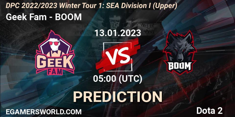 Geek Slate - BOOM: прогноз. 13.01.2023 at 05:00, Dota 2, DPC 2022/2023 Winter Tour 1: SEA Division I (Upper)