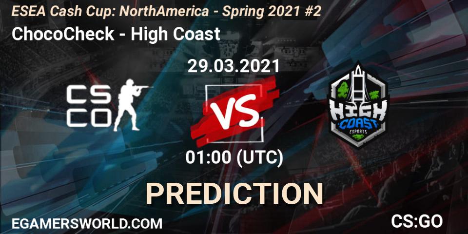 ChocoCheck - High Coast: прогноз. 29.03.2021 at 00:10, Counter-Strike (CS2), ESEA Cash Cup: North America - Spring 2021 #2