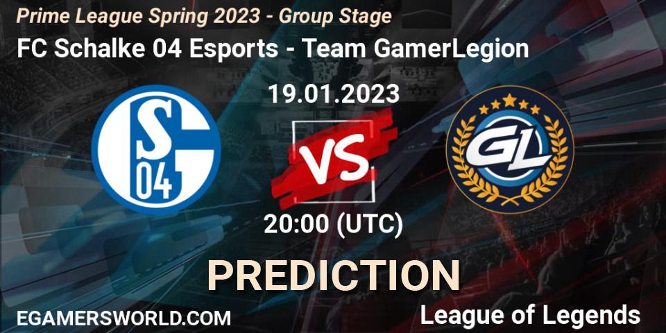 FC Schalke 04 Esports - Team GamerLegion: прогноз. 19.01.23, LoL, Prime League Spring 2023 - Group Stage