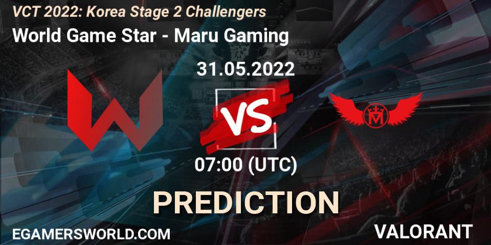 World Game Star - Maru Gaming: прогноз. 31.05.2022 at 07:00, VALORANT, VCT 2022: Korea Stage 2 Challengers