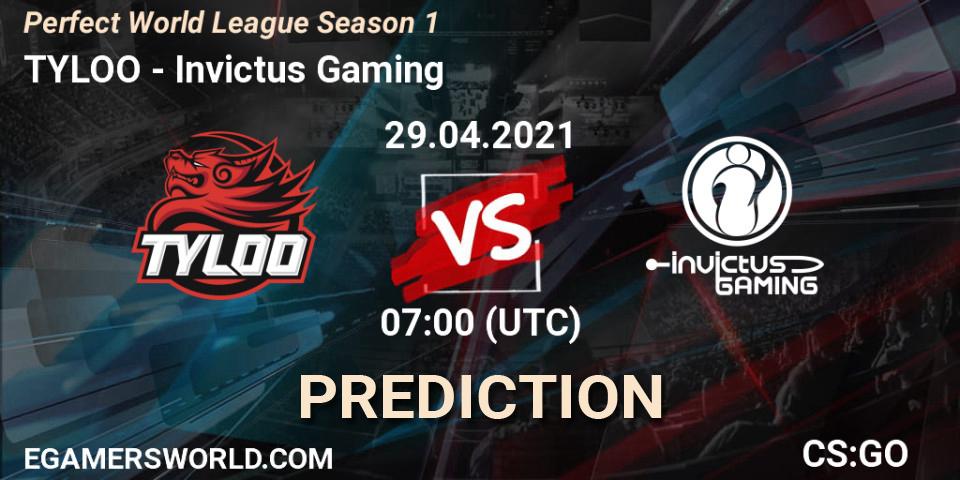 TYLOO - Invictus Gaming: прогноз. 29.04.2021 at 07:00, Counter-Strike (CS2), Perfect World League Season 1