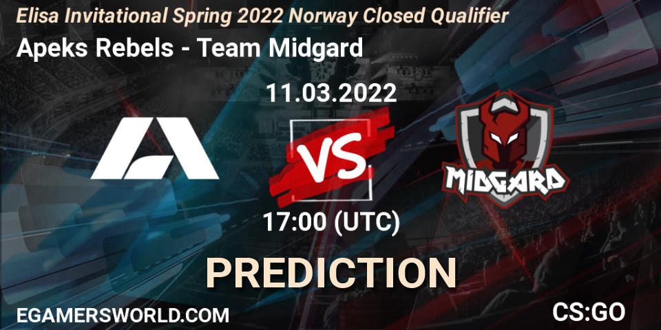 Apeks Rebels - Team Midgard: прогноз. 11.03.2022 at 17:00, Counter-Strike (CS2), Elisa Invitational Spring 2022 Norway Closed Qualifier