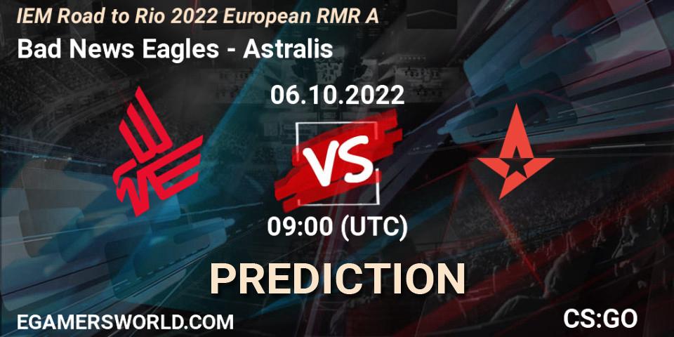 Bad News Eagles - Astralis: прогноз. 06.10.2022 at 09:00, Counter-Strike (CS2), IEM Road to Rio 2022 European RMR A