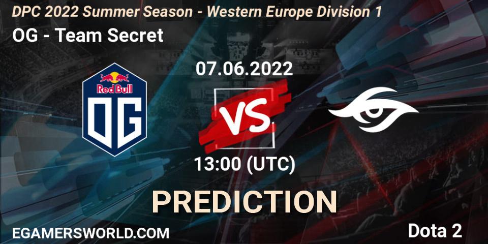 OG - Team Secret: прогноз. 07.06.2022 at 12:55, Dota 2, DPC WEU 2021/2022 Tour 3: Division I