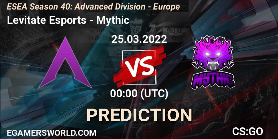 Levitate Esports - Mythic: прогноз. 25.03.2022 at 00:00, Counter-Strike (CS2), ESEA Season 40: Advanced Division - North America