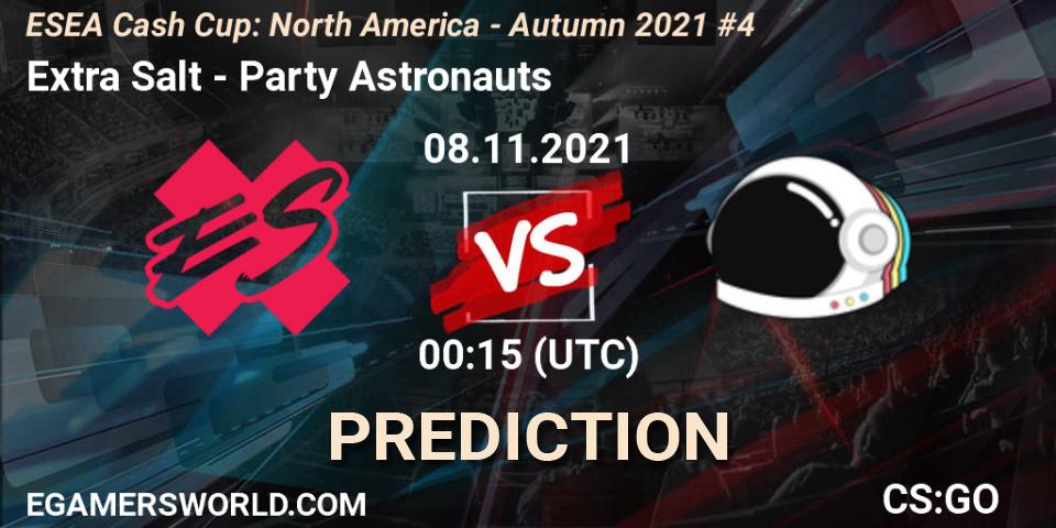Extra Salt - Party Astronauts: прогноз. 08.11.2021 at 00:30, Counter-Strike (CS2), ESEA Cash Cup: North America - Autumn 2021 #4