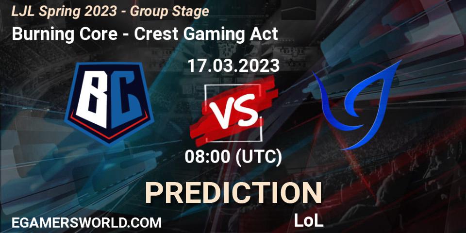 Burning Core - Crest Gaming Act: прогноз. 17.03.2023 at 08:00, LoL, LJL Spring 2023 - Group Stage