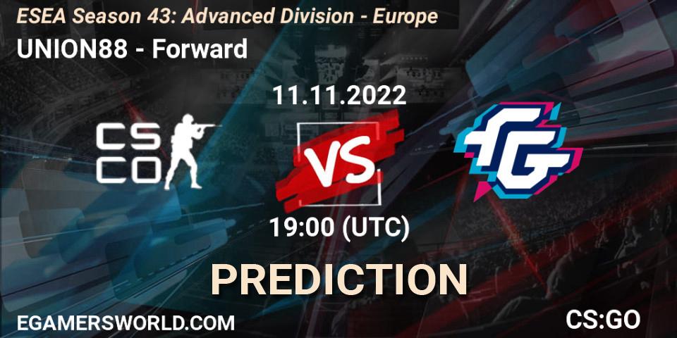 UNION88 - Forward: прогноз. 11.11.2022 at 19:00, Counter-Strike (CS2), ESEA Season 43: Advanced Division - Europe