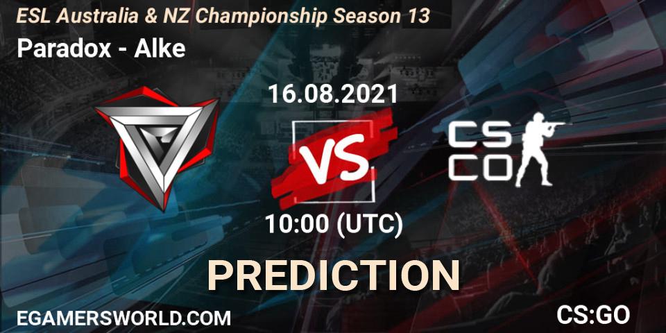 Paradox - Alke: прогноз. 16.08.2021 at 10:05, Counter-Strike (CS2), ESL Australia & NZ Championship Season 13