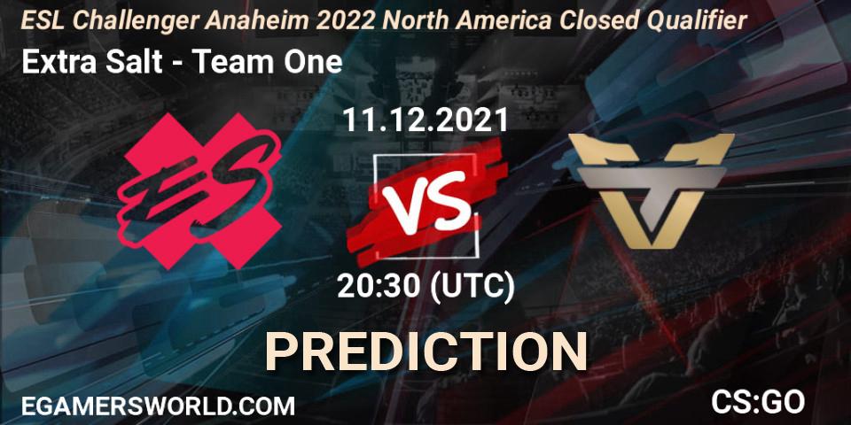 Extra Salt - Team One: прогноз. 11.12.2021 at 20:30, Counter-Strike (CS2), ESL Challenger Anaheim 2022 North America Closed Qualifier