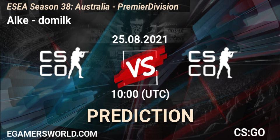 Alke - domilk: прогноз. 25.08.2021 at 10:00, Counter-Strike (CS2), ESEA Season 38: Australia - Premier Division