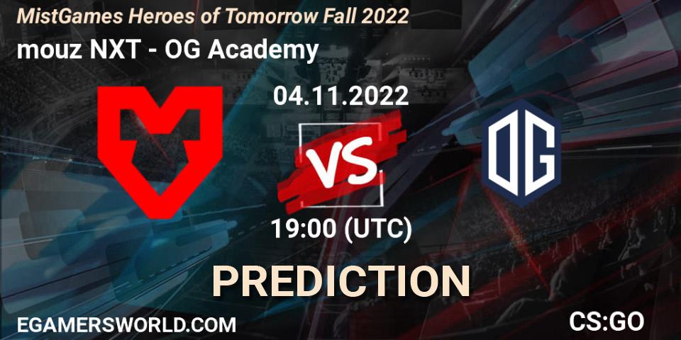mouz NXT - OG Academy: прогноз. 04.11.2022 at 19:00, Counter-Strike (CS2), MistGames Heroes of Tomorrow Fall 2022