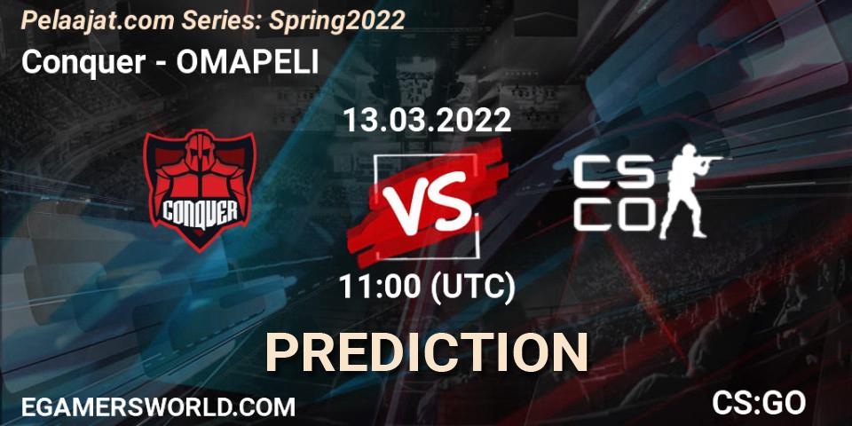 Conquer - OMAPELI: прогноз. 13.03.2022 at 11:00, Counter-Strike (CS2), Pelaajat.com Series: Spring 2022