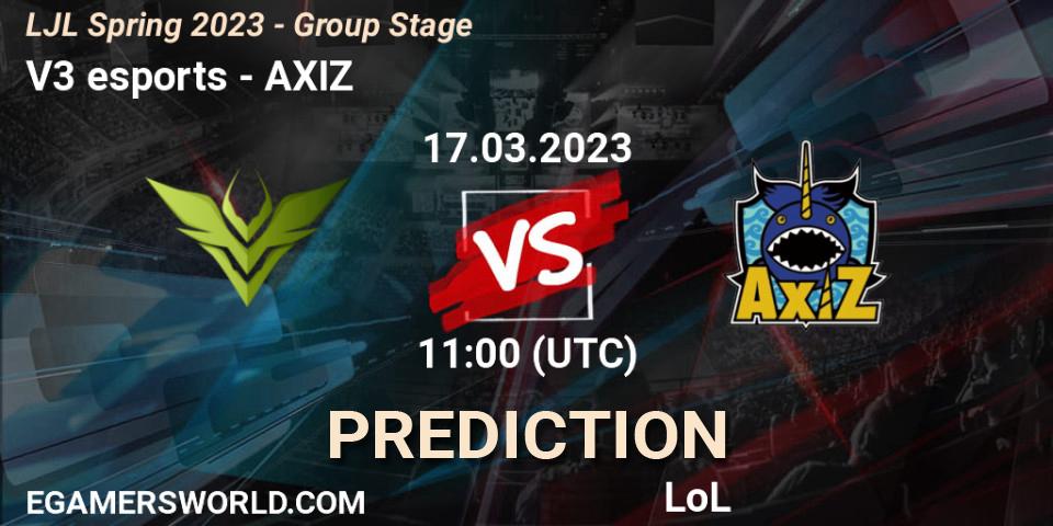 V3 esports - AXIZ: прогноз. 17.03.2023 at 11:15, LoL, LJL Spring 2023 - Group Stage