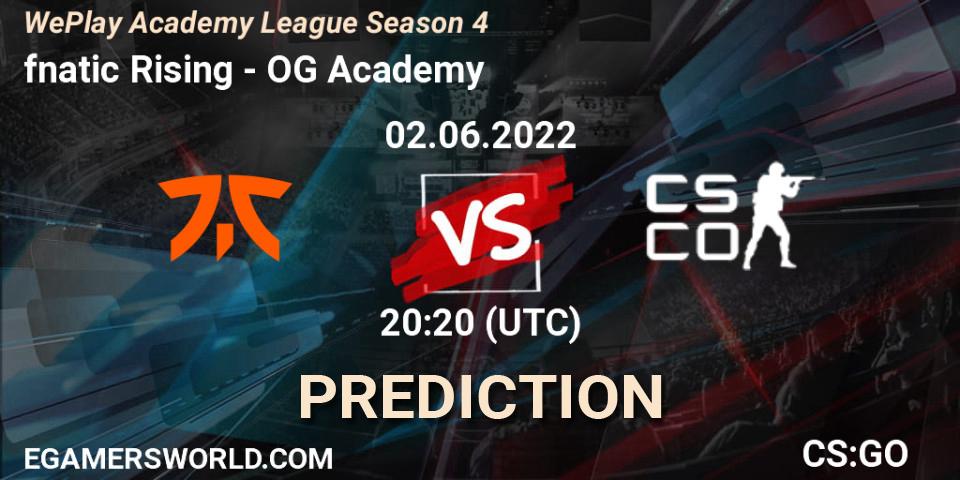 fnatic Rising - OG Academy: прогноз. 02.06.2022 at 20:20, Counter-Strike (CS2), WePlay Academy League Season 4