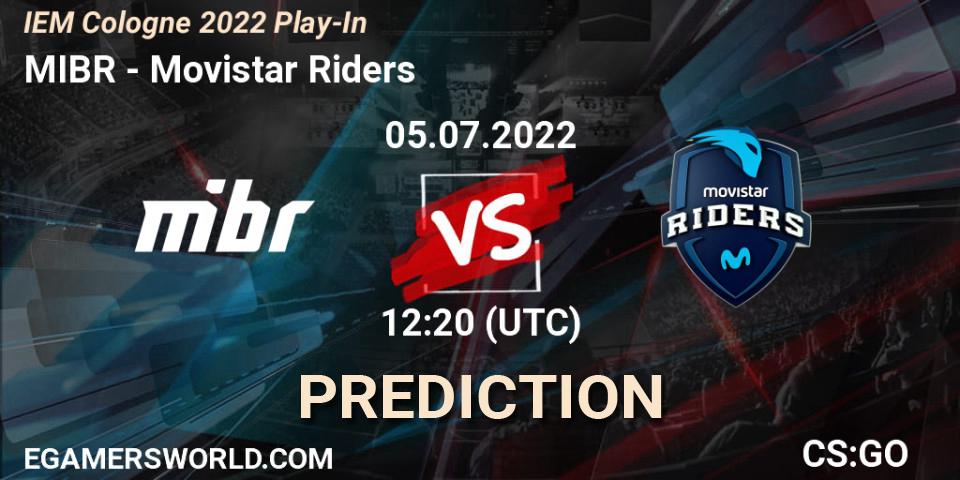 MIBR - Movistar Riders: прогноз. 05.07.2022 at 11:55, Counter-Strike (CS2), IEM Cologne 2022 Play-In