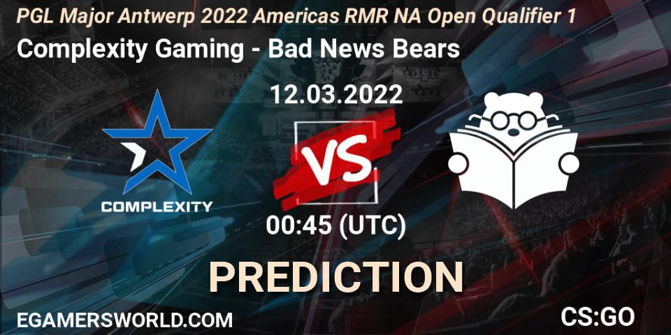 Complexity Gaming - Bad News Bears: прогноз. 12.03.2022 at 00:45, Counter-Strike (CS2), PGL Major Antwerp 2022 Americas RMR NA Open Qualifier 1
