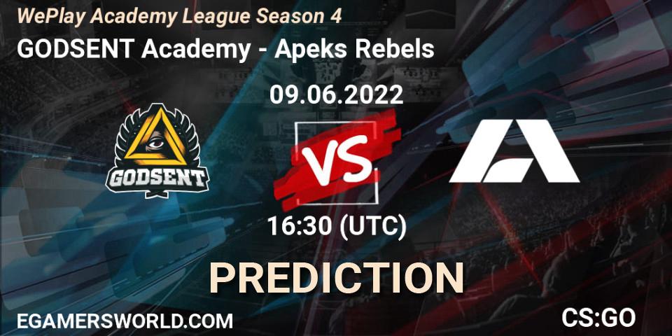 GODSENT Academy - Apeks Rebels: прогноз. 09.06.2022 at 17:40, Counter-Strike (CS2), WePlay Academy League Season 4