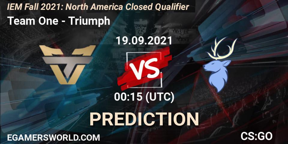 Team One - Triumph: прогноз. 19.09.2021 at 00:15, Counter-Strike (CS2), IEM Fall 2021: North America Closed Qualifier