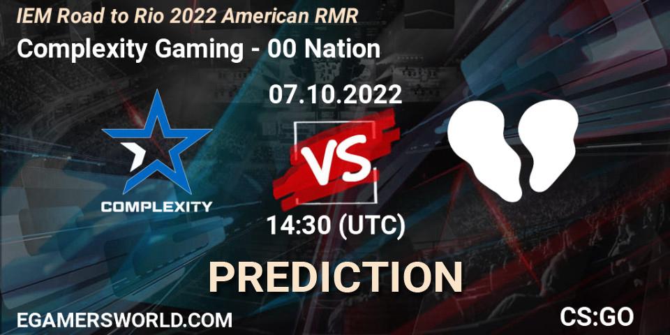 Complexity Gaming - 00 Nation: прогноз. 07.10.2022 at 14:30, Counter-Strike (CS2), IEM Road to Rio 2022 American RMR