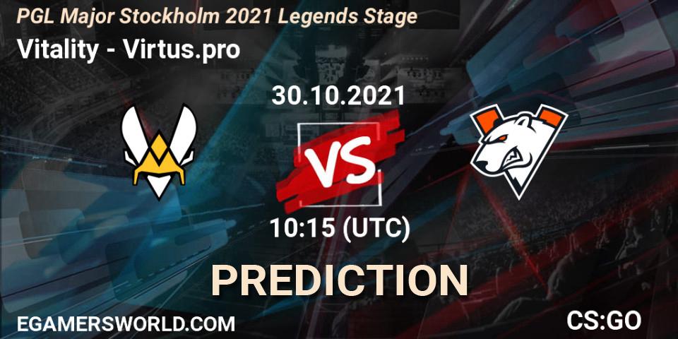 Vitality - Virtus.pro: прогноз. 30.10.2021 at 12:00, Counter-Strike (CS2), PGL Major Stockholm 2021 Legends Stage