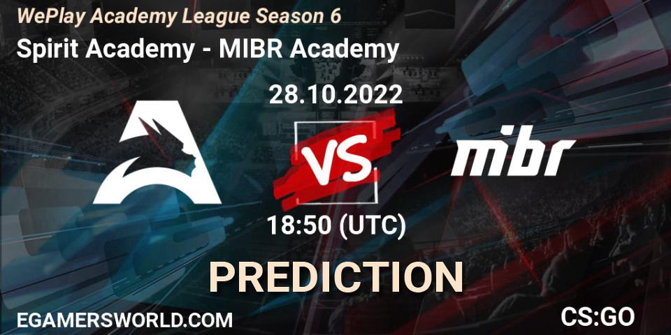 Spirit Academy - MIBR Academy: прогноз. 28.10.2022 at 18:55, Counter-Strike (CS2), WePlay Academy League Season 6